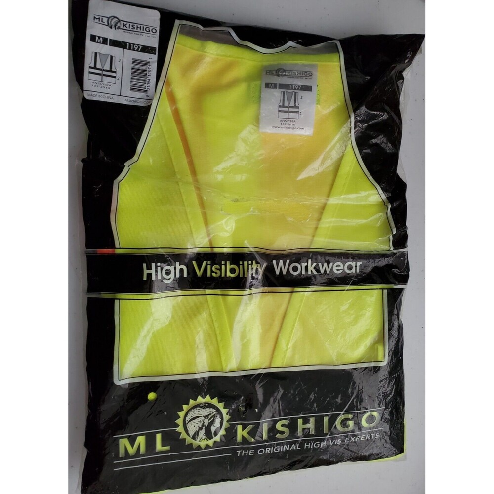 ML Kishigo 1197 5-Pocket High Visibility Safety Vest Size MEDIUM - NEW
